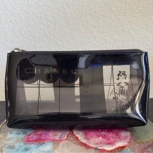 EUC Authentic Chanel Rare and Vintage Maison Window Black & Clear Vinyl Pouch